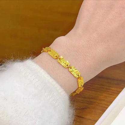 Elegant 24K Gold Women's Bracelet With Square Plate Design