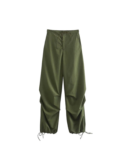 Women Parachute Cargo Pants High Waist Jogger Boot Cut