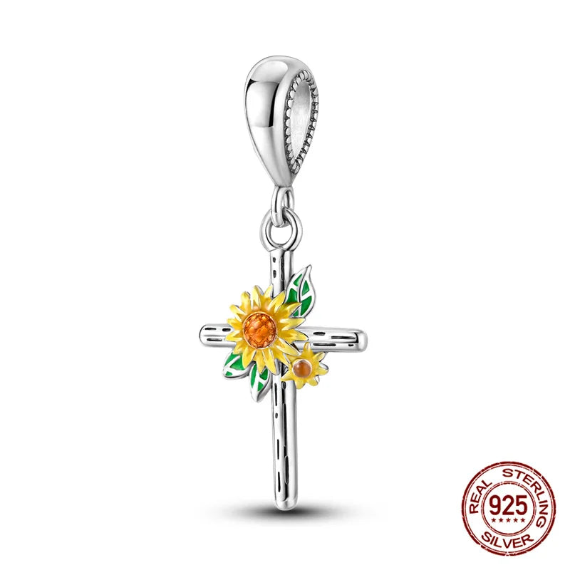Elegant Sterling Silver Purple Flower Beads for DIY Jewelry and Charm Bracelets