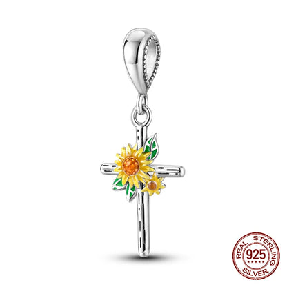 Elegant Sterling Silver Purple Flower Beads for DIY Jewelry and Charm Bracelets