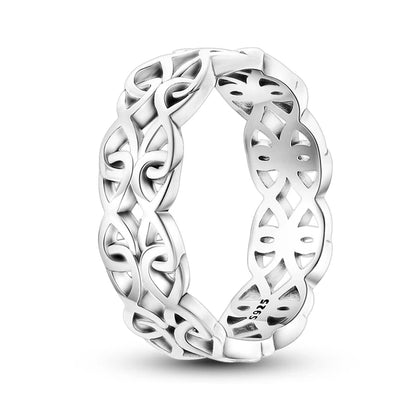 Women's Classic Geometric 925 Sterling Silver Ring with Overlapping Zircon KJR079