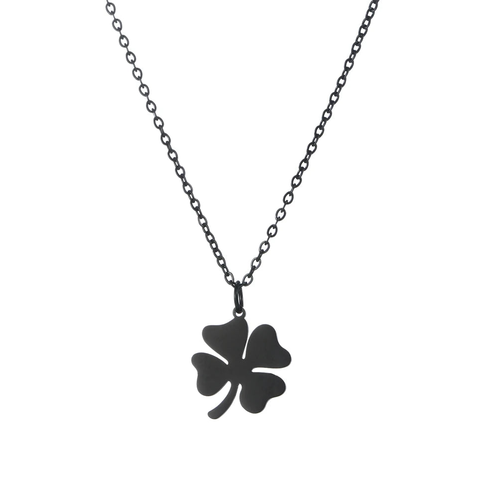 Cazador 2025 Lucky Clover Pendant Necklace Gold Color Double Layer Stainless Steel Jewelry for Women and Girls
