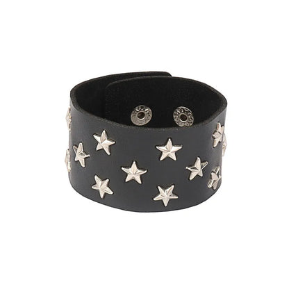Gothic Punk Cat Heart Leather Bracelet For Women And Men