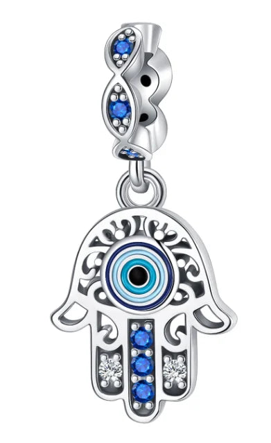 925 Sterling Silver Blue Evil Eye Jewelry Set With Zircon Charms Pendant Ring Earrings For Bracelet Necklace Gift