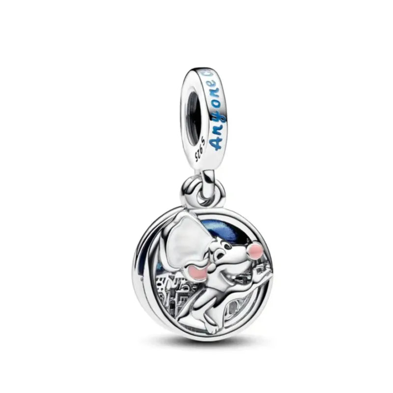 Exquisite 925 Silver Rabbit and Mouse Pendant Beads for DIY European Bracelets with Zircon Accents