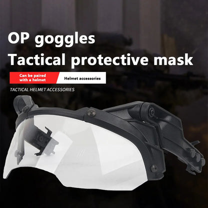 New Tactical FAST Helmet Half Face Mask With Flip Goggles