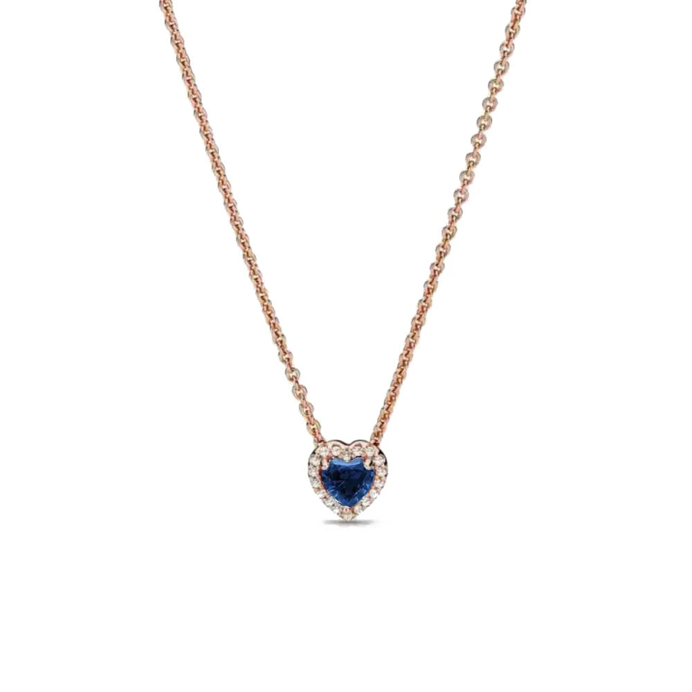 925 Silver Heart-Shaped Necklace with Purple Blue Green Zircon for Exquisite Jewelry Gifts for Women