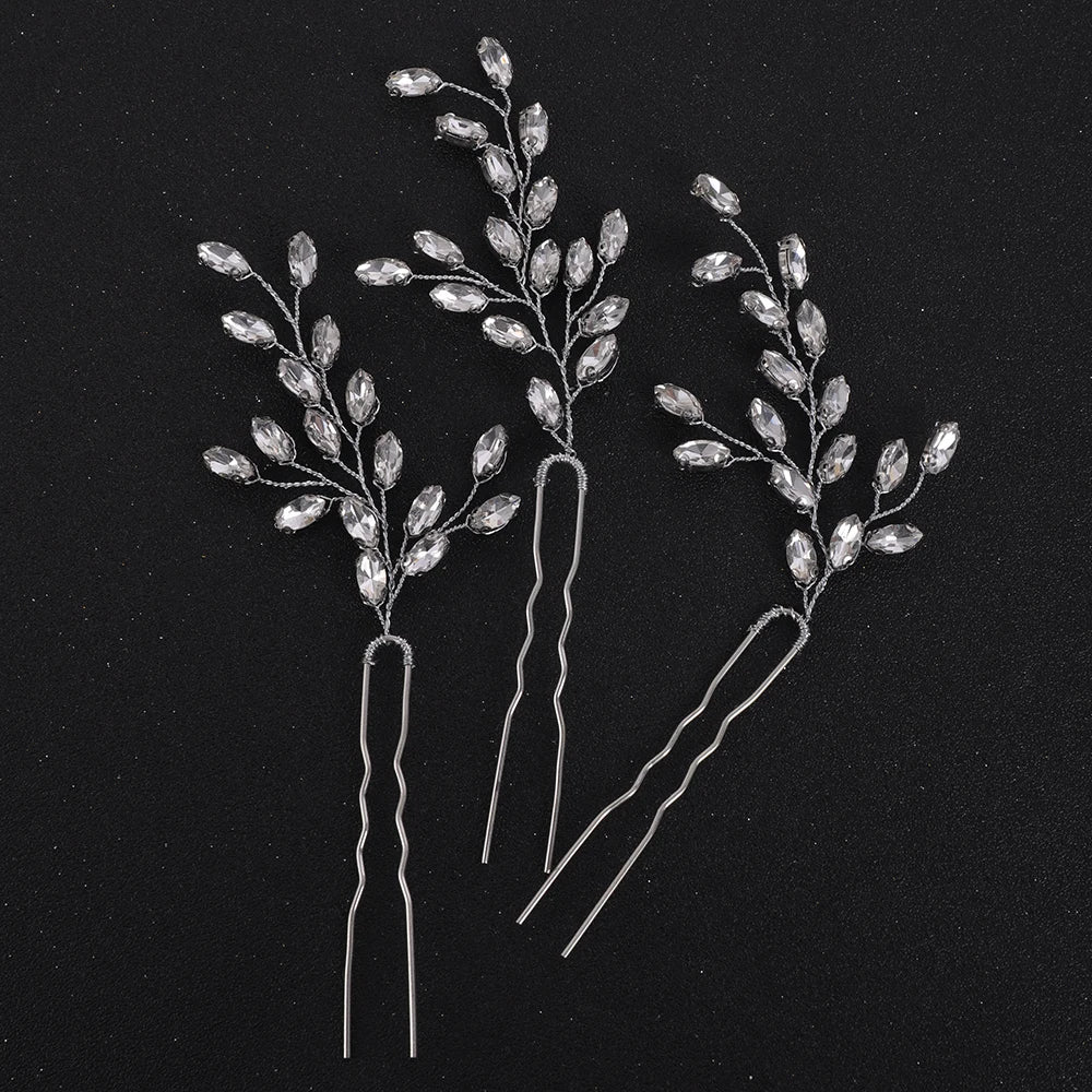 Elegant Rhinestone Bridal Hairpins with 7 Colors Flower Design for Weddings and Parties