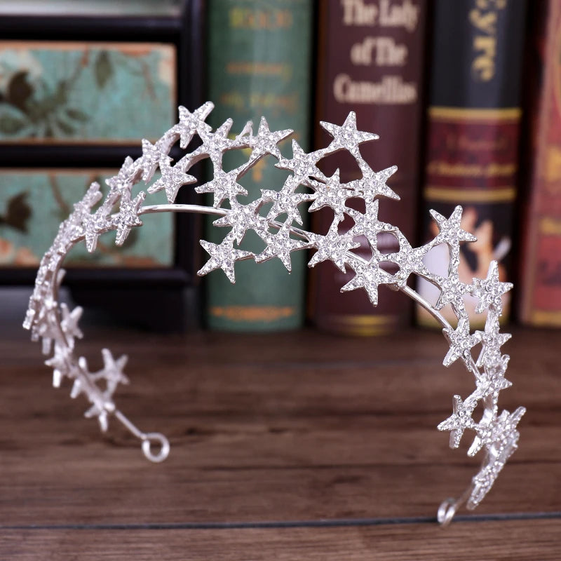 Elegant Rhinestone Star Crystal Bridal Tiara for Weddings and Parties