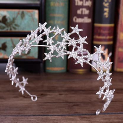 Elegant Rhinestone Star Crystal Bridal Tiara for Weddings and Parties