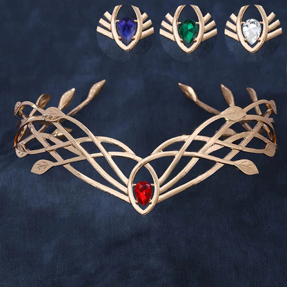 Goddess Cosplay Elven Leaf Crown Tiara Bridal Headband Vintage Wedding Headwear
