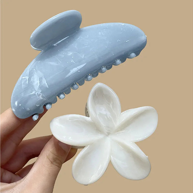 Korean Hawaiian Floral Hair Claw Clips for Women - Trendy Beach Hair Accessories