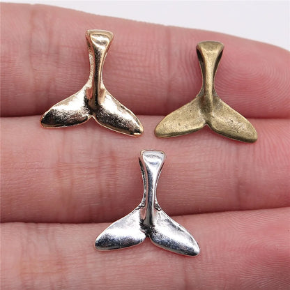 Vintage Whale Tail Mermaid Charms Set for DIY Jewelry Crafting 20 Pieces 16x16mm