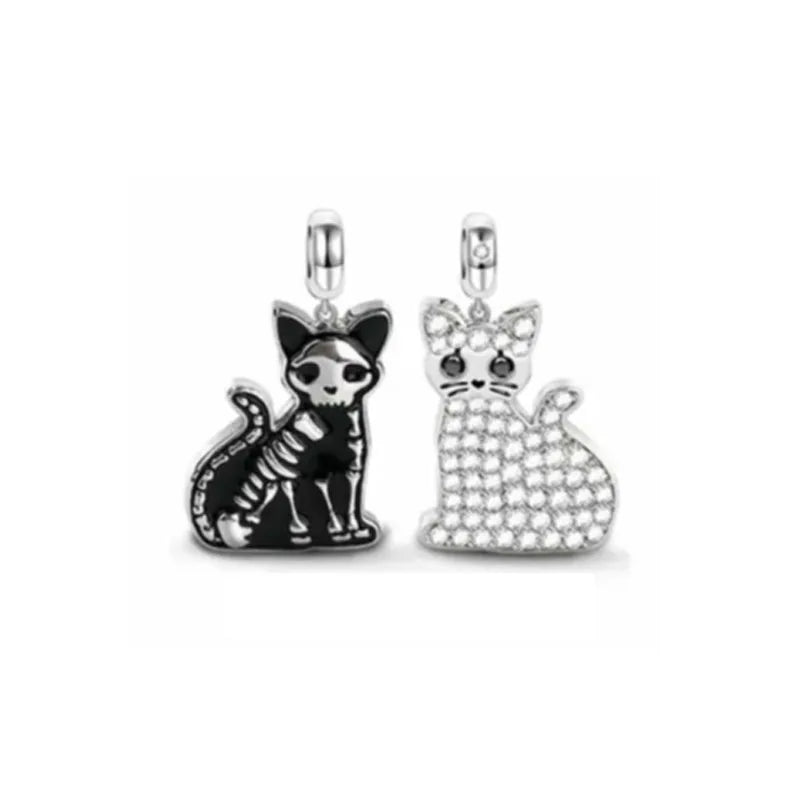 Exquisite 925 Silver Cat Claw Pendant Beads with Safety Chain for European Bracelets B2771