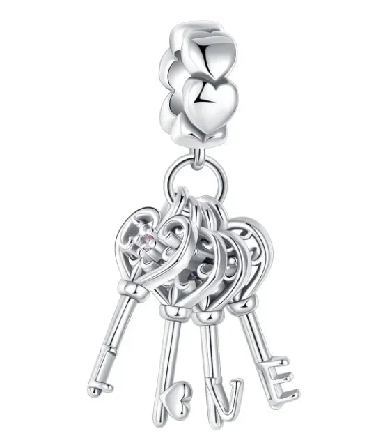 Sparkling Birthstone Heart Charm 925 Sterling Silver Pendant Bead for Mom DIY Jewelry Gift