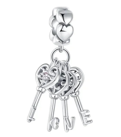 Sparkling Birthstone Heart Charm 925 Sterling Silver Pendant Bead for Mom DIY Jewelry Gift