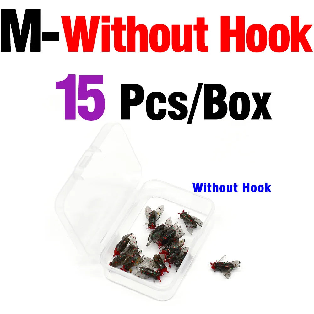 15PCS/Box Bionic Fly Fishing Bait For Salmon Trout Gear M without hook