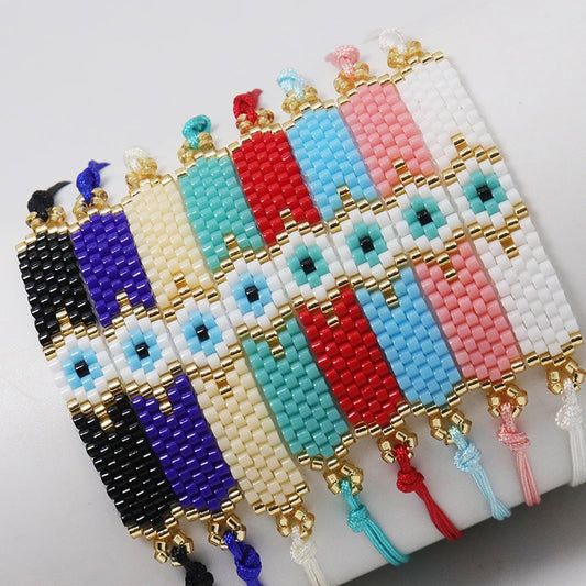 ZHONGVI Multicolored Evil Eye Miyuki Bead Bracelet for Women – Trendy Friendship Jewelry