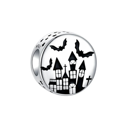 925 Sterling Silver Halloween Charms Set Pumpkin Skull Witch Ghost Beads for Bracelet Necklace Jewelry