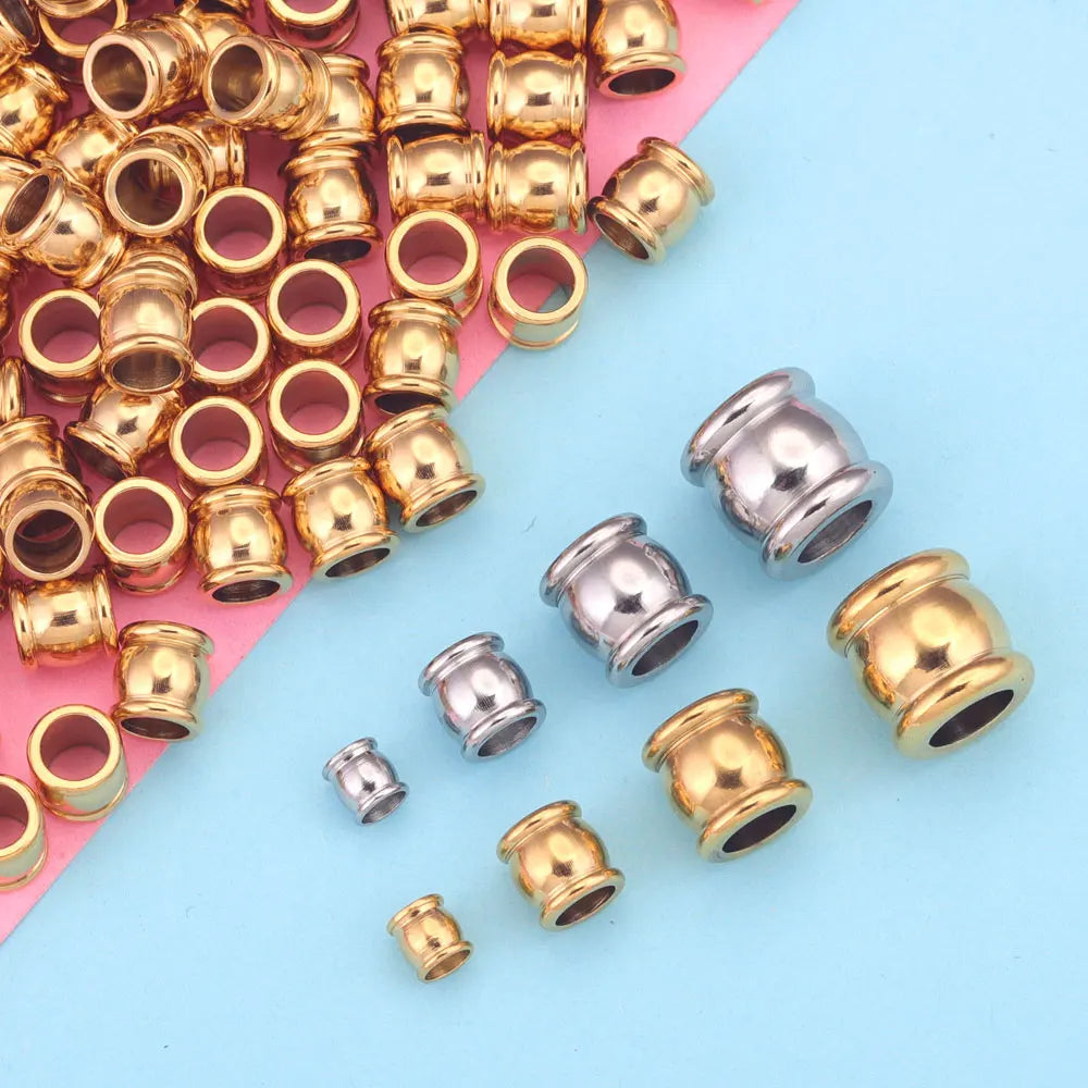 Stainless Steel Big Hole Spacer Beads Set for DIY Jewelry Making