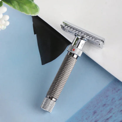 Yaqi Adjustable Stainless Steel Safety Razor For Men Chrome Gunmetal Finish