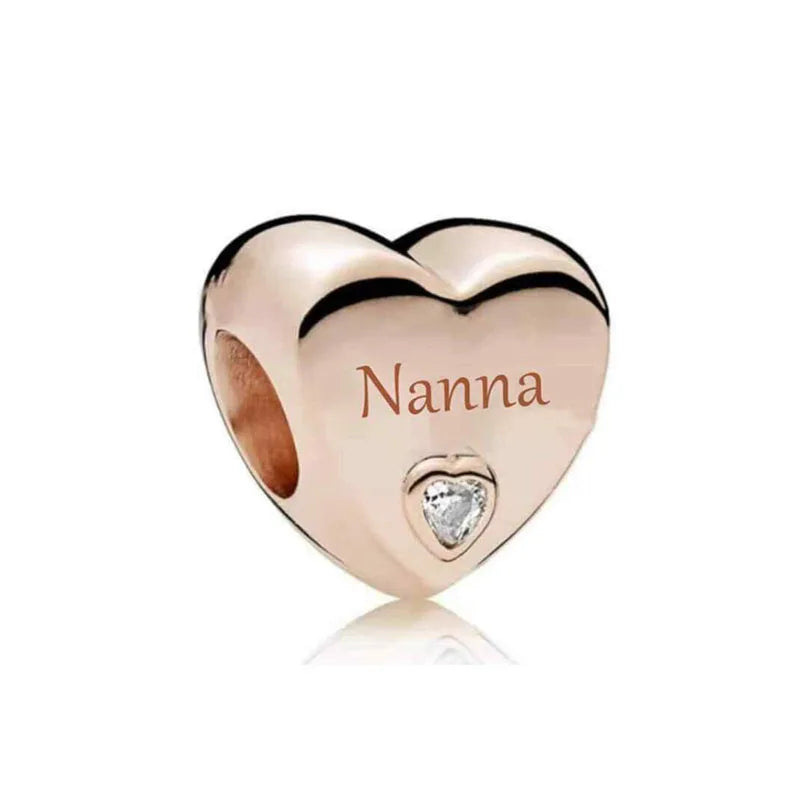 European Rose Gold Heart Charm Bead for Women Perfect for Mother's Day Bracelet and Necklace Jewelry