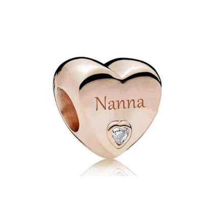 European Rose Gold Heart Charm Bead for Women Perfect for Mother's Day Bracelet and Necklace Jewelry