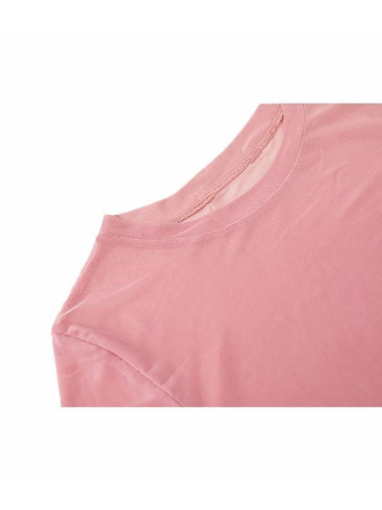 See Through Mesh Long Sleeve Top for Women Pink and Green