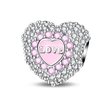 925 Sterling Silver Heart Blooming Rose Full Diamond Zircon Charms Pendant Beads for Bracelets and Necklaces
