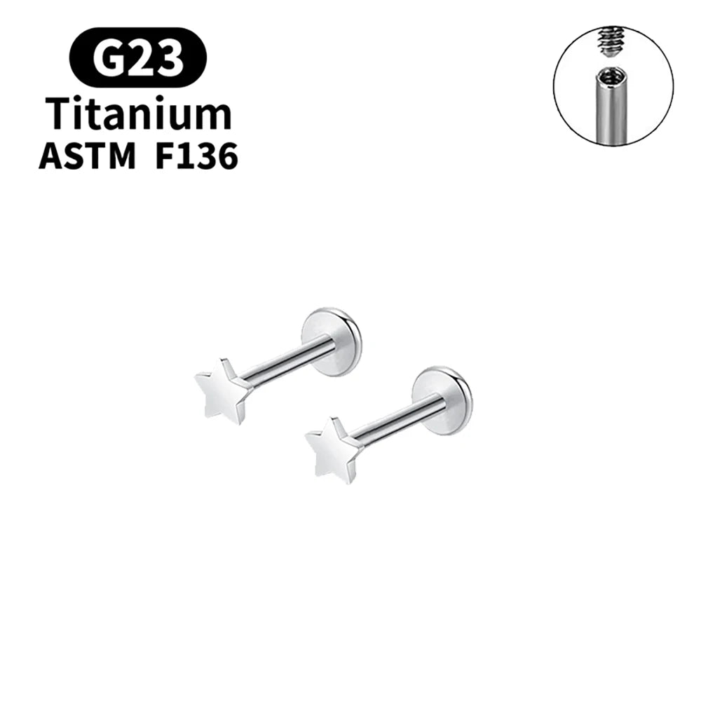 Elegant G23 Titanium Stud Earrings for Women - Classic Moon Design