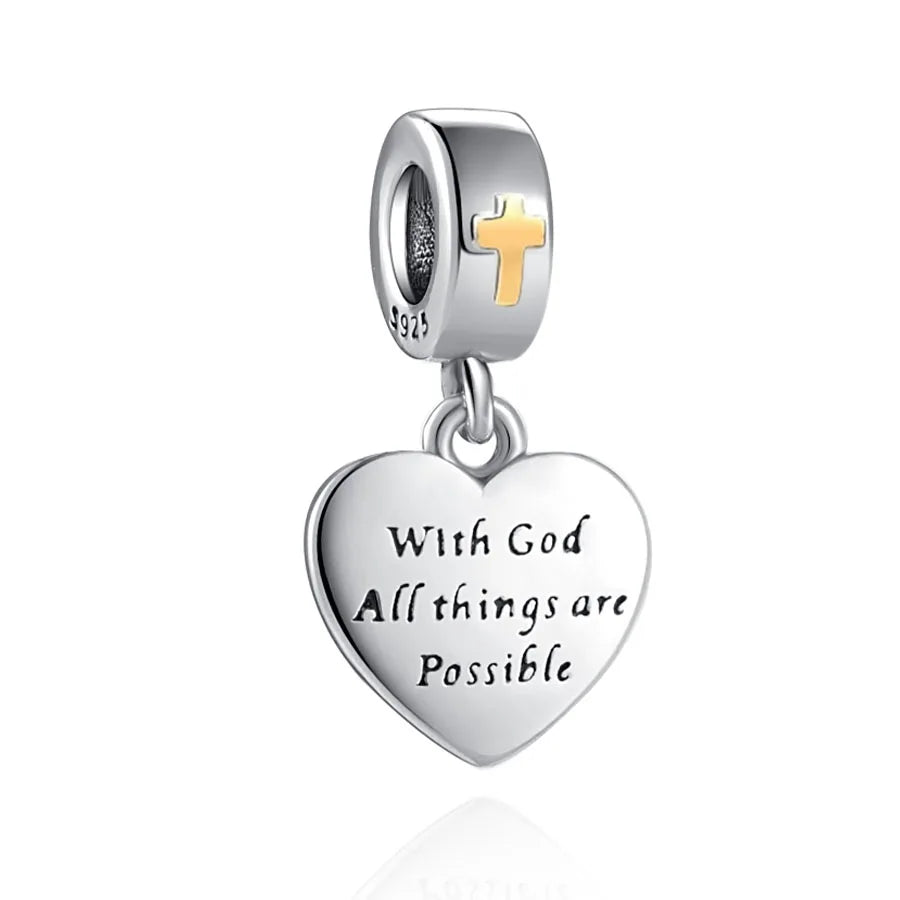 Yinyang Flower Clover Pendant 925 Silver Amulet for Bracelets DIY Jewelry Gift B1184