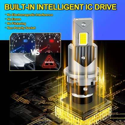 Xenon LED D2S D2R D4S D4R Bulbs 6500K White High Low Beam 3570 CSP Chip 12-24V Cooling Fan Canbus Error-Free