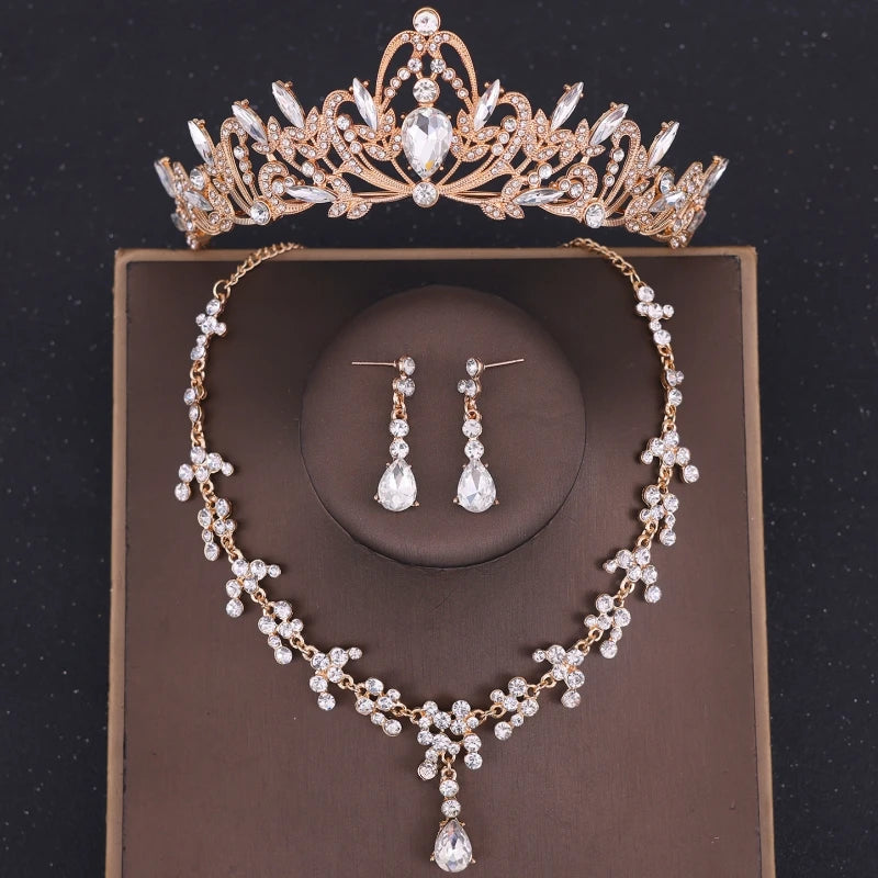 Elegant Purple Bridal Tiara Necklace Earrings Set for Mystical Wedding Glamour