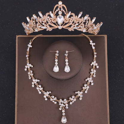 Elegant Purple Bridal Tiara Necklace Earrings Set for Mystical Wedding Glamour