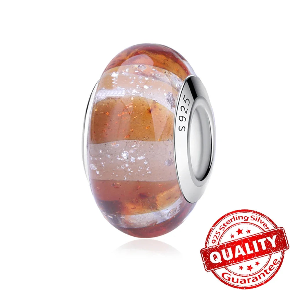 Colorful Flower Murano Glass Charm 925 Sterling Silver Top Rated DIY Jewelry for Bracelets and Necklaces LLZ033