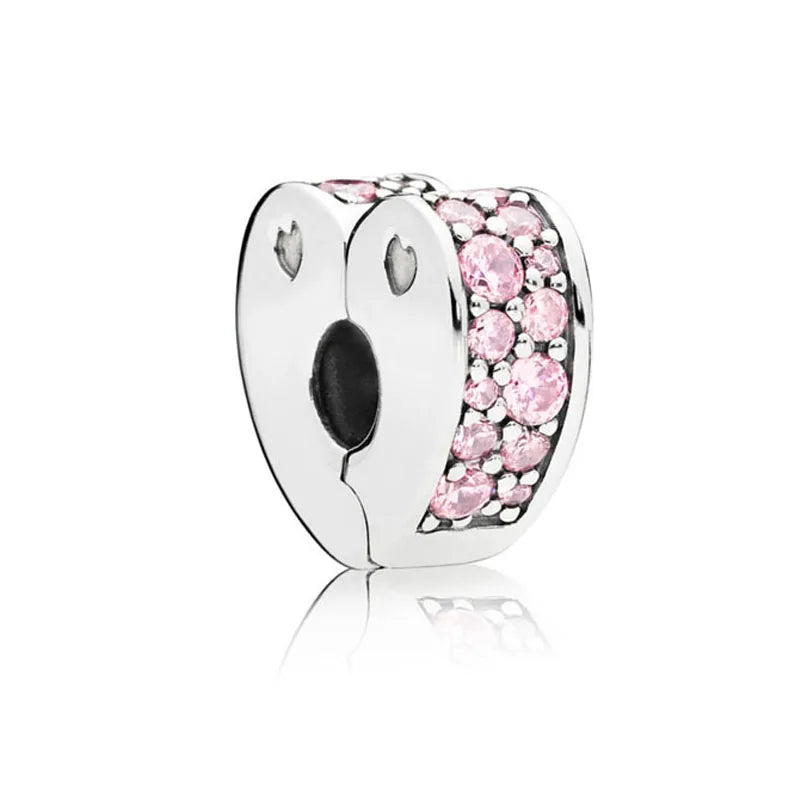 Spring Pink Flower Charms 925 Silver Beads for European Bracelets and Necklaces Jewelry Gift for Best Friends and Moms