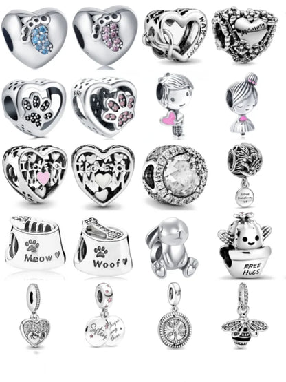 925 Sterling Silver Cute Character Bead Pendant for DIY European Bracelets