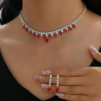 Elegant Women's Crystal Jewelry Set Necklace and Earrings for Wedding and Party