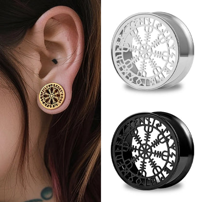 Doearko Fashion Stainless Steel Rune Ear Plugs Tunnels Piercing Expanders Body Jewelry 2PCS Set