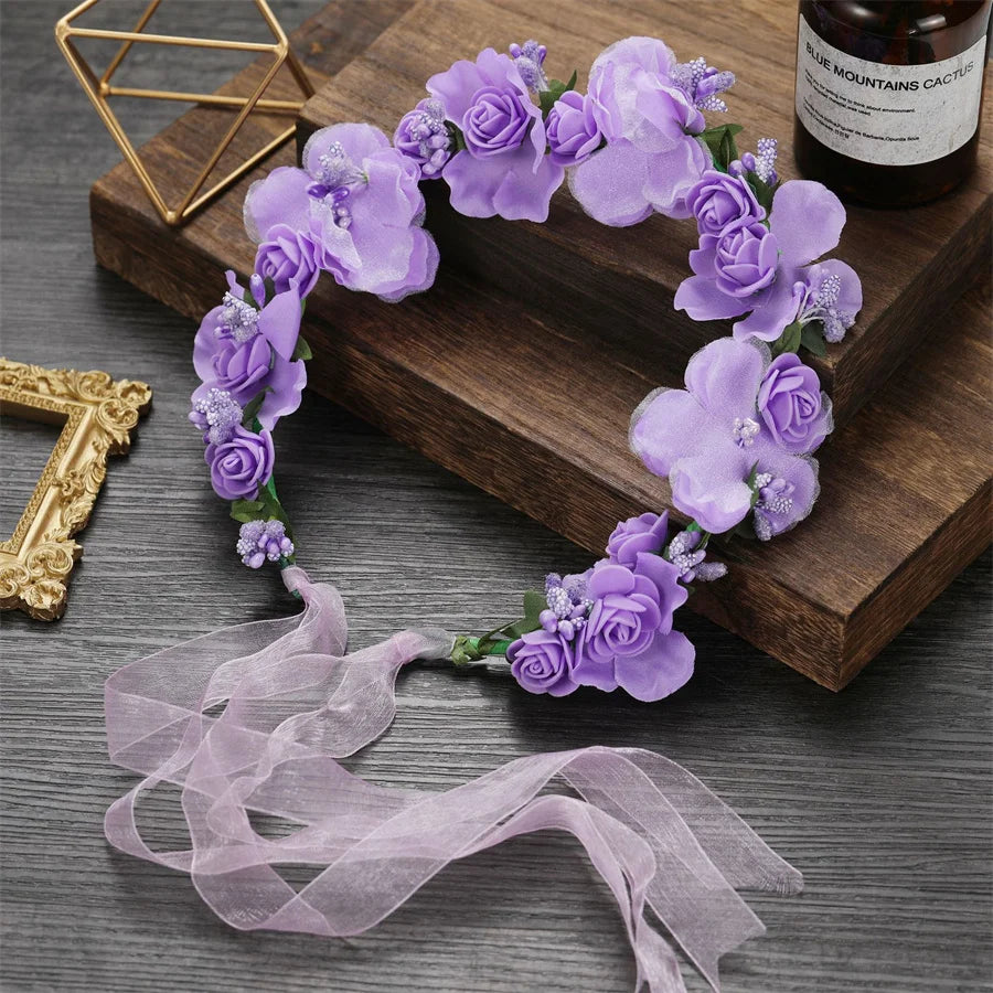 Romantic Rhinestone Floral Wreath Crown for Bridesmaids