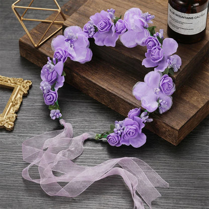 Romantic Rhinestone Floral Wreath Crown for Bridesmaids