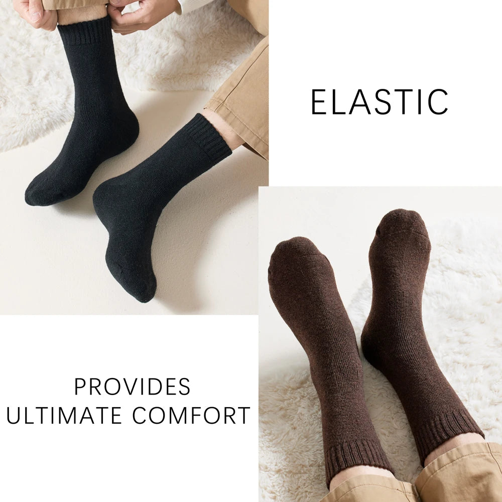 Thick Merino Wool Men Winter Crew Socks Warm Thermal