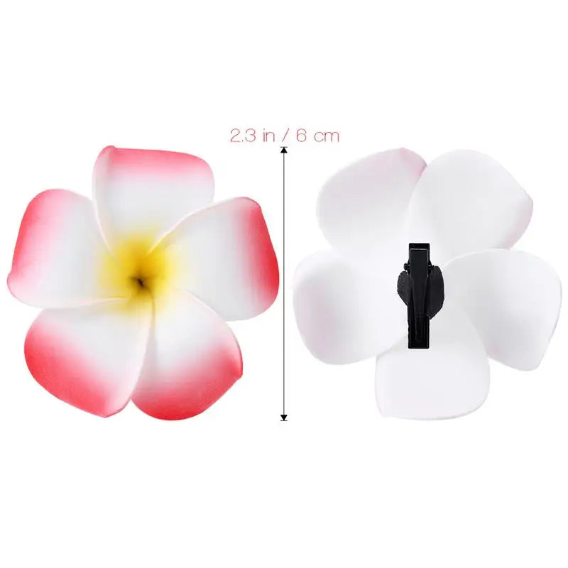 Tropical Plumeria Flower Hair Clips Set for Girls Beach Party Wedding Decor