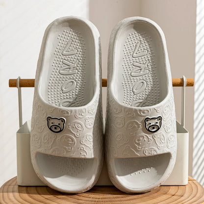 Men's Slippers Summer Cartoon Bear Indoor Soft Thick Sole Anti Slip Women Exquisite Slides