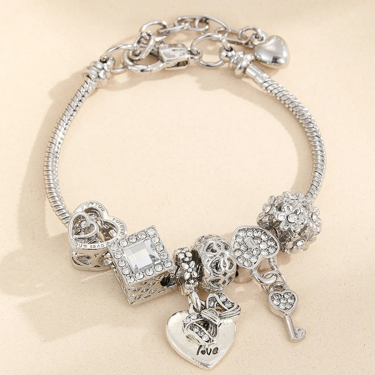 Women's Fashion Beaded Love Bracelet Exquisite Sterling Silver Jewelry for Every Occasion SMT005