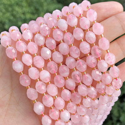 AAA Natural Rose Quartz Faceted Oval Beads for Jewelry Making and DIY Accessories