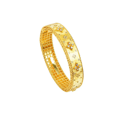 Exquisite 24K Pure Gold Women's Lucky Grass Palace Style Bracelet