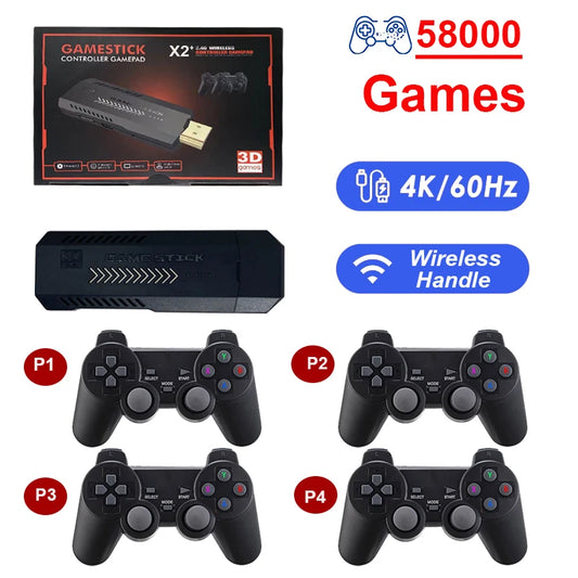 GD10 Pro GD20 4K Retro Game Stick 256GB 58,000 Games 2.4G Dual Wireless Controllers Portable TV Console