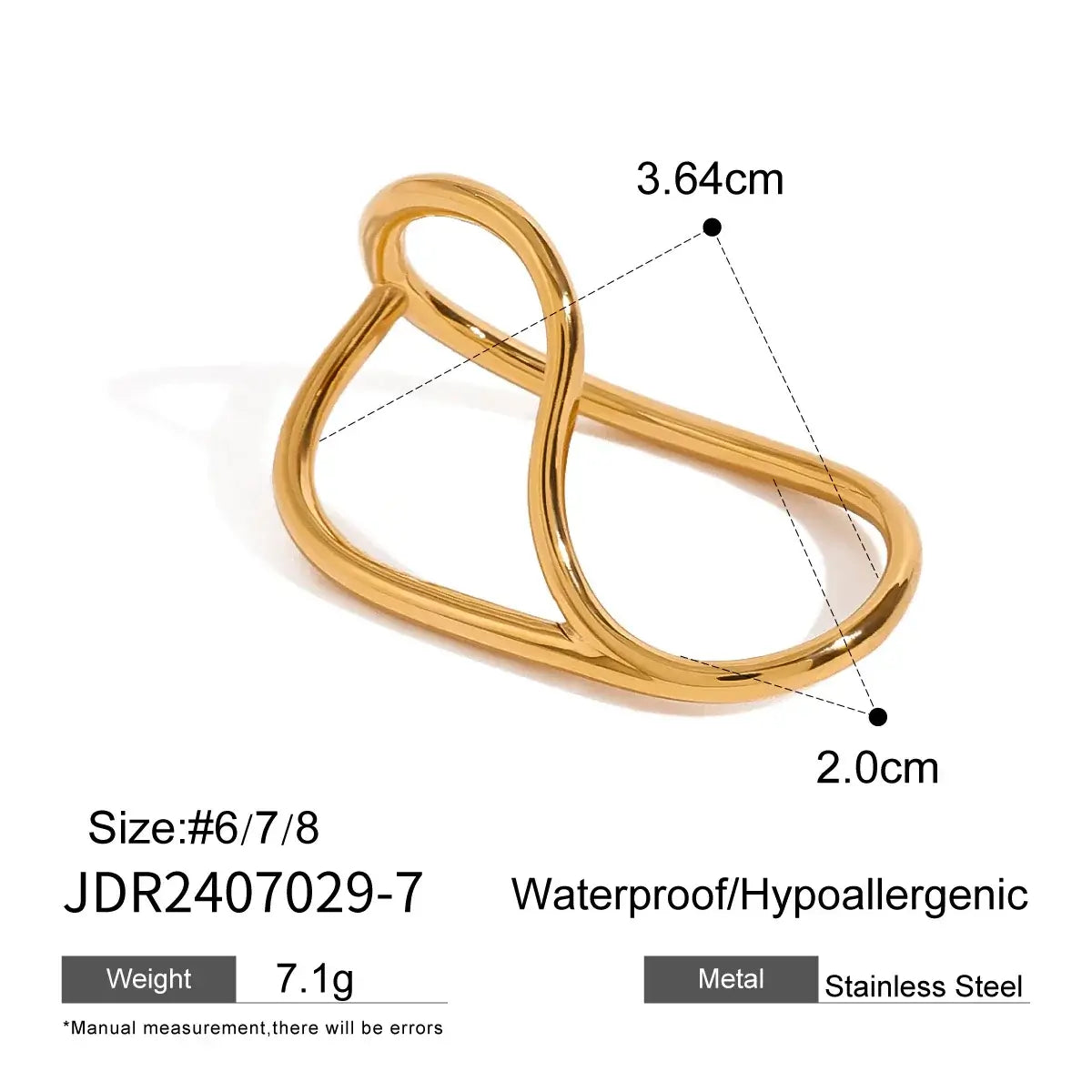 Youthway Minimalist Geometric Double Finger Ring Set 18K Gold Plated JDR2407029 7