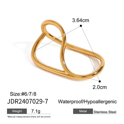 Youthway Minimalist Geometric Double Finger Ring Set 18K Gold Plated JDR2407029 7